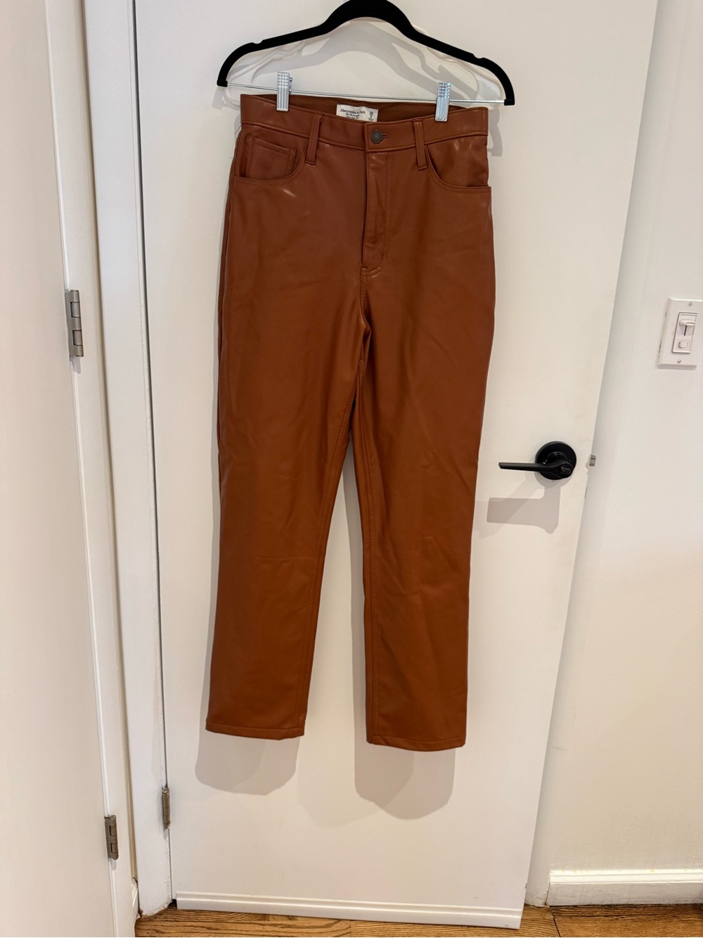 Abercrombie & Fitch Tan Faux Leather High-Rise Pants